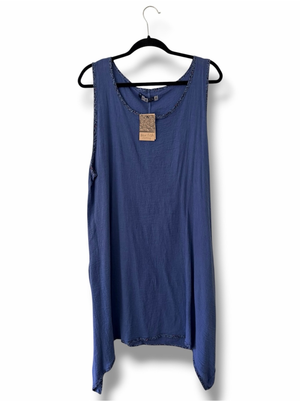 NWT Blue Fish Azure Blue  Floral Trim Crinkle Gauze Pinafore Tunic BF Size 0